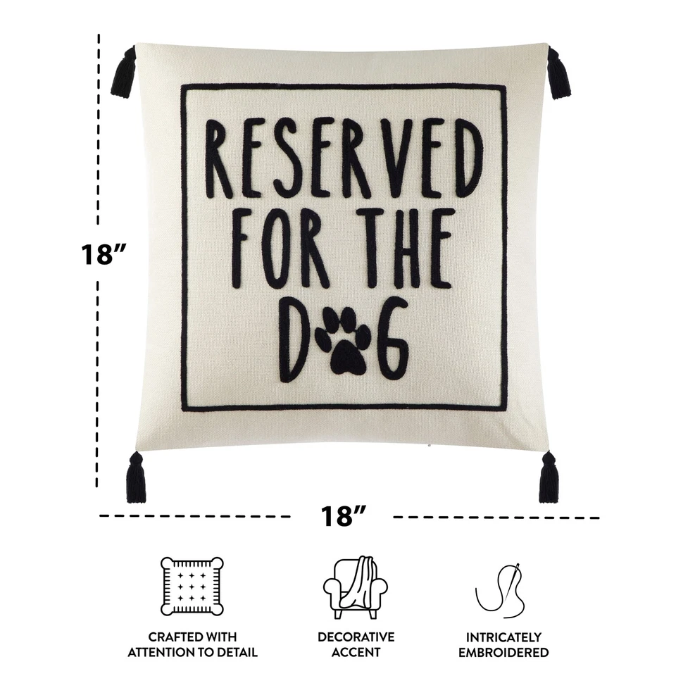 Mainstays Dog-Themed Throw Pillow (4pk) - 18"x18", Black & White - Decorative - Image 3 of 4