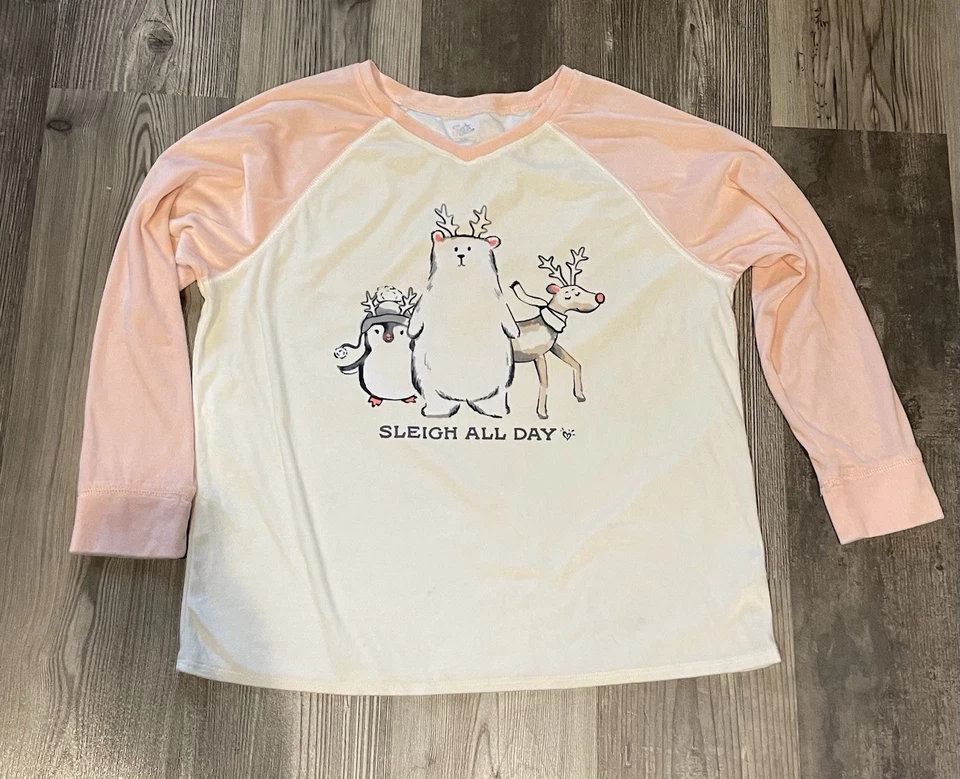 Justice 20 Plus Girls Pajama Set  Cute Winter Print Never Worn - Image 2 of 4