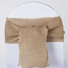 10 BURLAP Natural Brown CHAIR SASHES Jute Ties Bows Wedding Reception Party