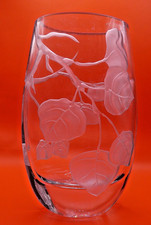 Sand Carved Vase Aspen Leaves Signed, Attributed to Evergreen Studios, Colorado