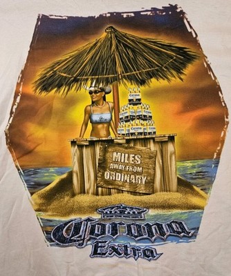 Vtg Corona Extra Shirt  Miles Away Ordinary  Good Girl Beach T-Shirt L ODM 2001