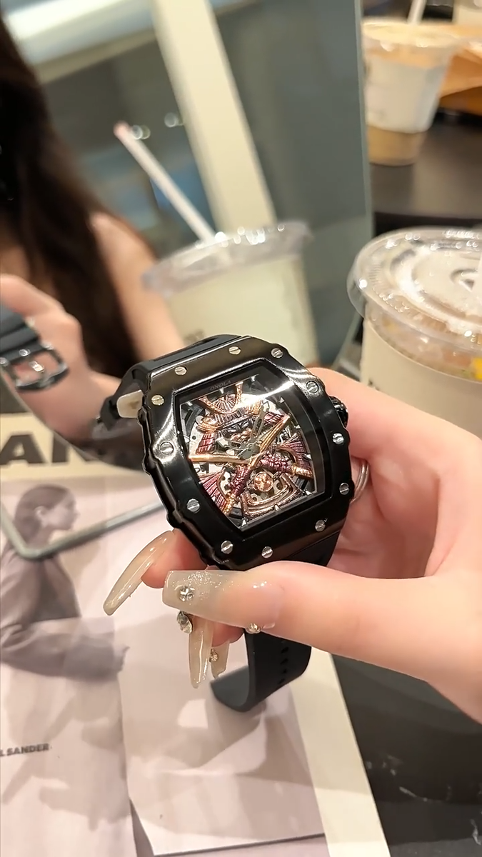 ONOLA Men's Tonneau Japanese Samurai Luminous Mechanical Automatic