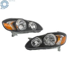 Leftright Side Headlights For Toyota Corolla 2003-2008 Black Housing Headlamp
