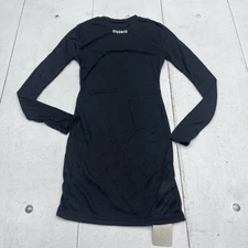 Musera Dress Womens XS/S Black Long Sleeve Ribbed Knit Bodycon Mini Stretch