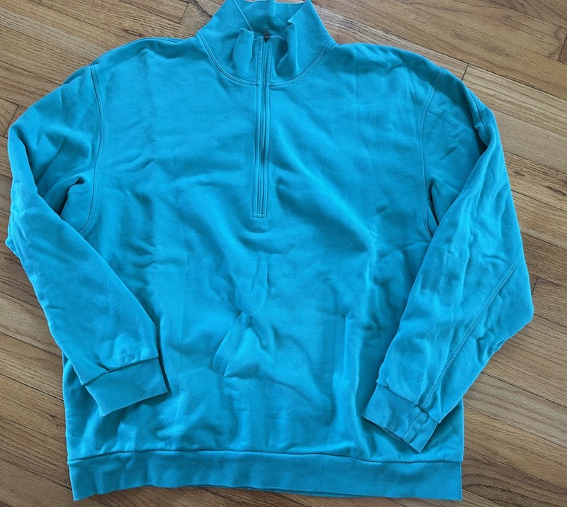 Lululemon Quarter Zip Sweatshirt Men XL Teal Cotton Mock Neck  Pullover