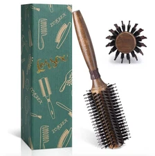 2.4" Round Boar Bristle Hair Brush Blow Dry Shine Volume Women Men Styling
