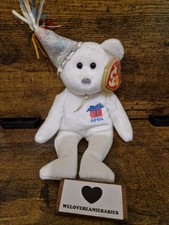 Ty April Birthday Bear Beanie Baby White with Tags Soft Toy Plush Teddy
