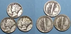 SILVER! SILVER! SILVER! 1941 43 45 MERCURY DIMES LOT 3 COINS #MX6-22