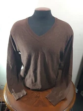 bergamo new york Merino Wool Sweater Mens Large Brown