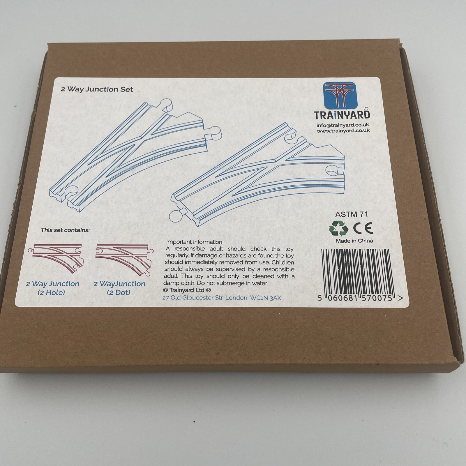 TRAINYARD Wooden Train Track 2 Way Junction set x 2 Fits Bigjig Brio ELC Ikea