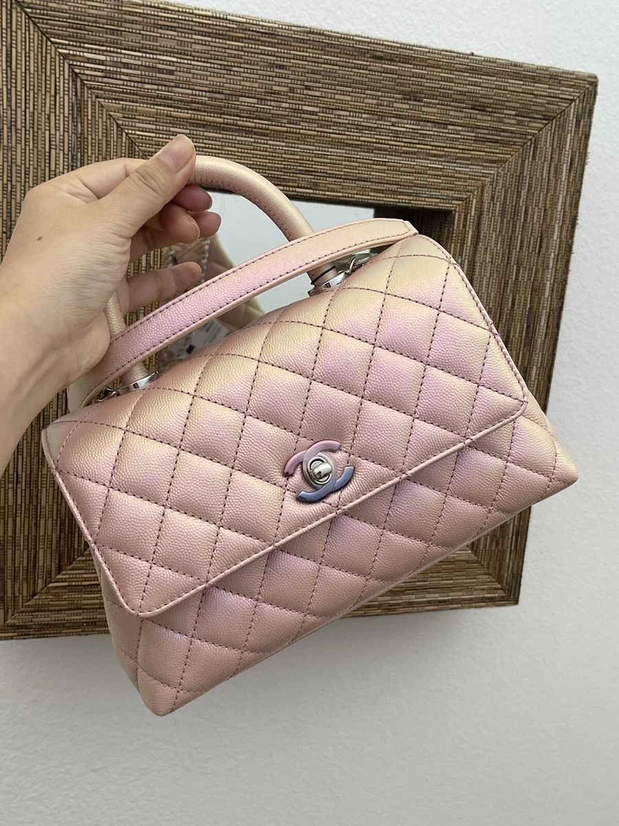 NEW CHANEL 21K Pink Iridescent Caviar Small/Old Mini Coco Handle