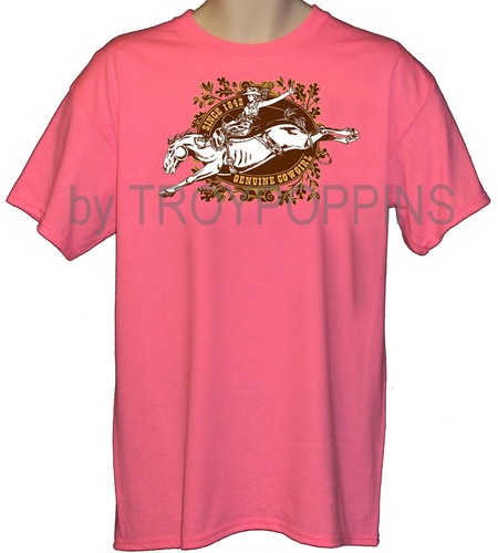 1-COWGIRL BRONCO WESTERN RODEO HORSE RIDING GEAR WEAR GRAPHIC PRINTED TEE-SHIRT - Picture 3 of 5