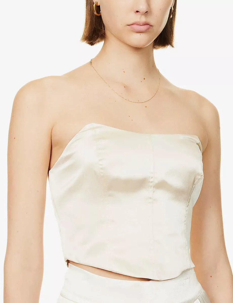 REFORMATION Strapless Bodice Shirred Back Sleeveless 100 Silk Top
