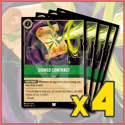 Disney Lorcana TCG: Signed Contract 99/204 x4 Uncommon | eBay Disney Lorcana TCG: Signed Contract 99/204 x4 Uncommon | eBay