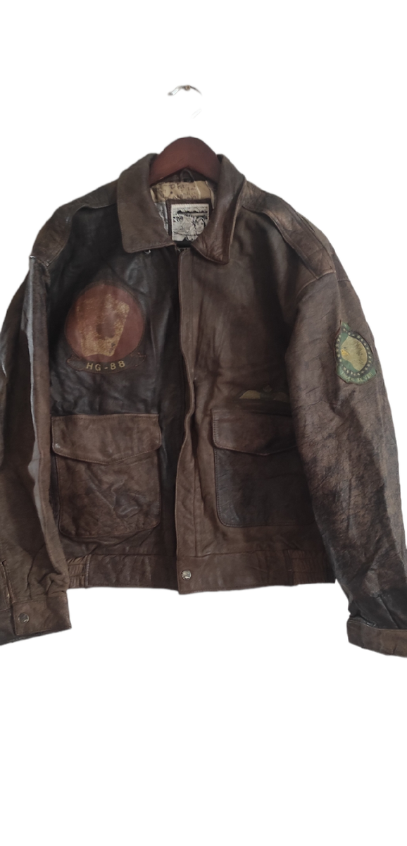 VTG Trapper Leather Aviotor Flight Bomber Men's Brown Jacket Size