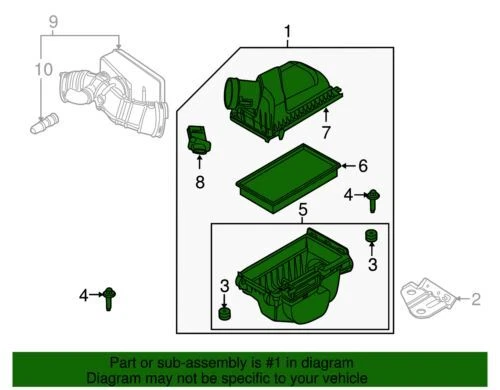 Conjunto de admisión de filtro de aire genuino Ford Taurus X Sable 2008-2009 9G1Z-9600-B Foto 2 de 2