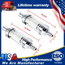 2 Universal Fuel Pump Filter CarBole 9748 Universal 3/8" Inlet/Outlet Clear View