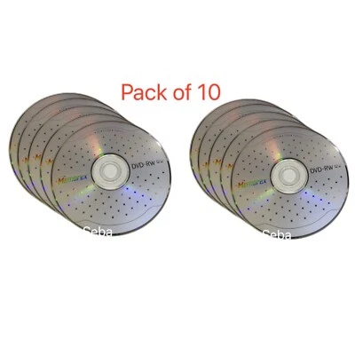 10 x Memorex Blank DVD-RW discs 2x 4.7GB 120 mins Rewritable With Sleeves