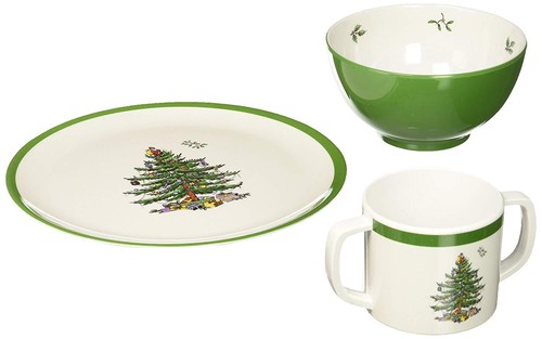 Spode CHRISTMAS TREE Melamine Children's 3 pc set - Picture 2 of 3