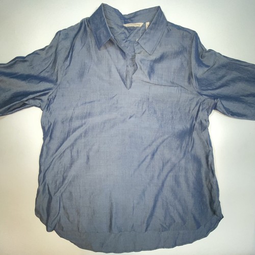 Soft Surroundings NWOT XL Petite Tencel Long Sleeve Tunic Top Blue Grey Pullover - Picture 1 of 7