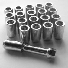 20 x alloy wheel Tuner nuts M12x1.5 taper + Key for Daihatsu Rocky