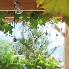 Image of Solar String Light Hanging Bulb Outdoor Luxform Lighting Corfu Energy Saving