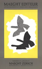 GEORGES BRAQUE Lithographie 26.75" x 16.75" Lithograph 1973 Cubism Gray, Yellow