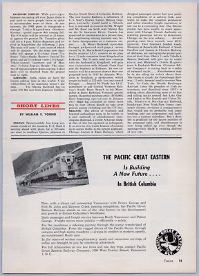 1958 Pacific Great Eastern Railway Anzeige British Columbia Kanada Vancouver Zug