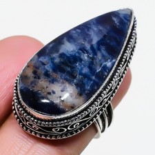 Sodalite Gemstone Handmade 925 Sterling Silver Jewelry Ring Size 7 US 
