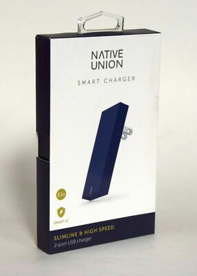 NEW Native Union Smart Charger Slim 2-Port Foldable USB-A Universal MARINE BLUE