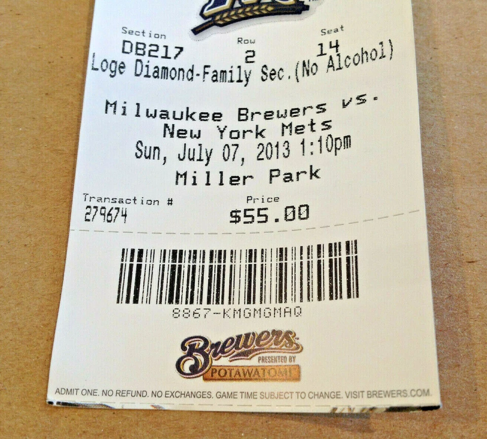 TICKET ONLY~ 2013 Hank Aaron Milwaukee Braves Brewers Bobblehead SGA TICKET ONLY - Image 4 of 4