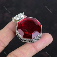 Natural Mozambique Garnet 925 Sterling Silver Vintage January Pendant Jewelry