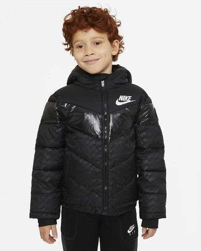 Nike Little Kids' Color-Block Puffer Jacket in Black, Size: 6 | 86G456-023