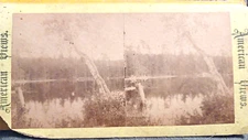 AMERICAN VIEW Lake POND SCENE Stereoview PHOTO Card 1800's