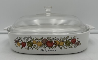 Vintage Corning Ware Le Romarin Spice of Life Casserole A-10-B with Lid 10x10x2