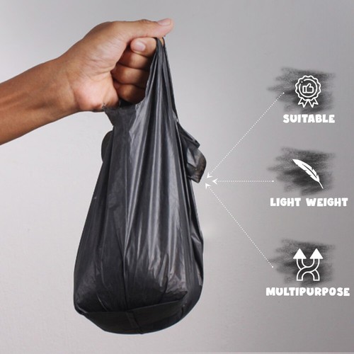 Chaleco azul y negro bolsas de transporte para comestibles reutilizables 16 x 24 x 30 en 22 mu - Imagen 11 de 11