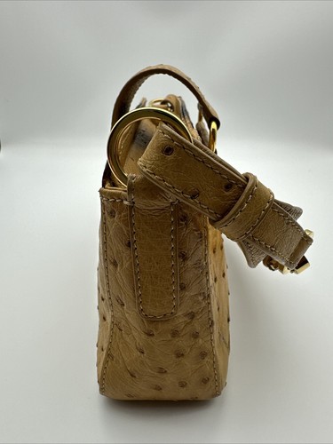*Vintage Cape Cobra Straußenleder braun gold Clutch Top Griff Schultertasche Geldbörse* - Bild 10 von 21