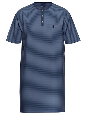 Ammann Nightwear 7558 Herren Halbarm Nachthemd in Blau