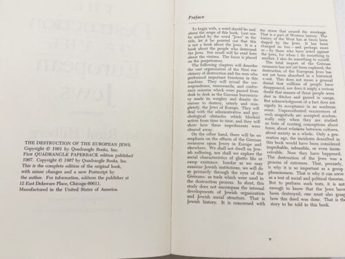 The Destruction Of The European Jews by Raul Hilberg (Paperback 1967) Quadrangle - Imagen 4 de 4