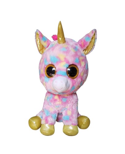 Ty Unicorn Fantasia Large Plush 25" Big Eyed Pink Blue Glitter Stuffed Animal