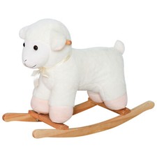 Soft Plush Sheep Rocker   Lamb Ride-On Toy for Toddlers 18M with Wooden Base