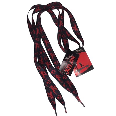 Vintage Y2K RARE Hot Topic Emily Strange Shoe Shoelaces 2000s Goth Bat Cat