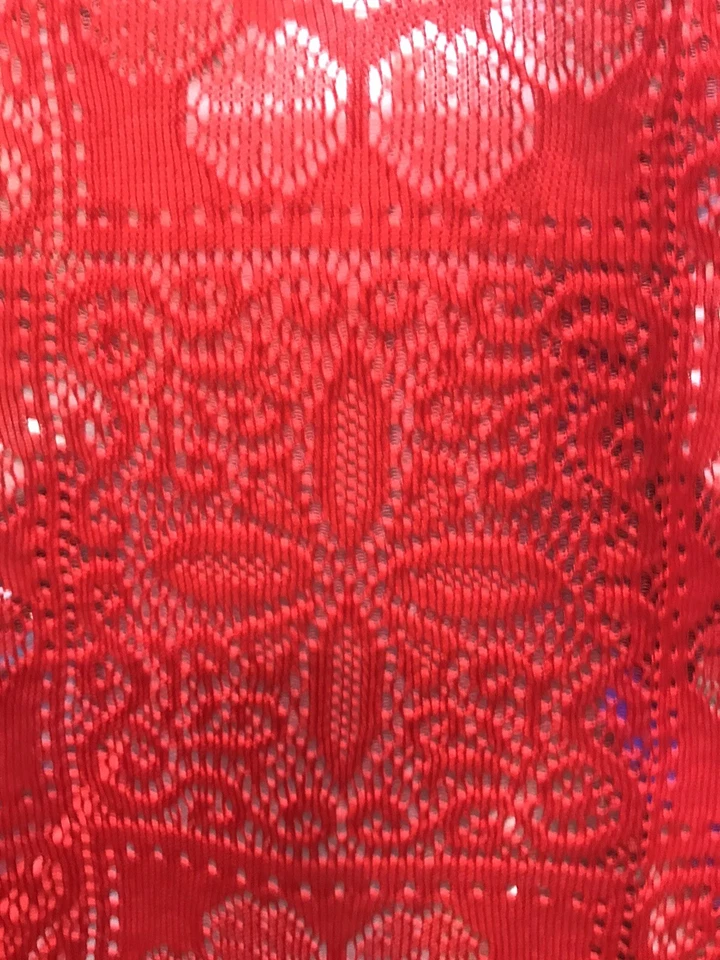 Vintage Beautiful Red Table coth 4.6 wide 8 ft long Beautiful Patterns - Image 4 of 4