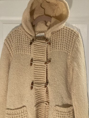 Vintage Falcarragh Wollpullover Medium Creme Cardigan Zopfmuster Fischer Kapuze - Bild 2 von 11