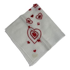 White Retro Handmade Hearts Valentine Love Handkerchief Embroidered 11 Vintage