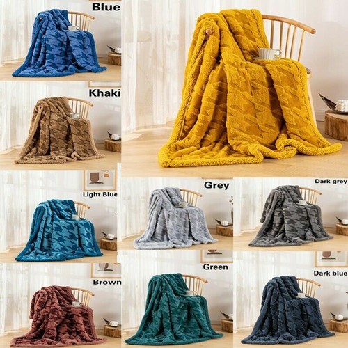 Large Sherpa Fleece Throw Blankets Fluffy Warm Dual Side for Couch Bed Sofa - Picture 2 of 21