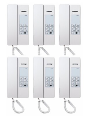 Commax 6 Stations Interphone System Set: TP-6RC x6 & 12V Power Supply x1
