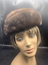 LADIES VINTAGE BROWN MINK FUR HAT-LENORE MARSHALL