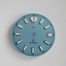 Seiko NH35 28.5mm Matte Light Blue Dial Applied Indices w/Date Mod Part BGW9