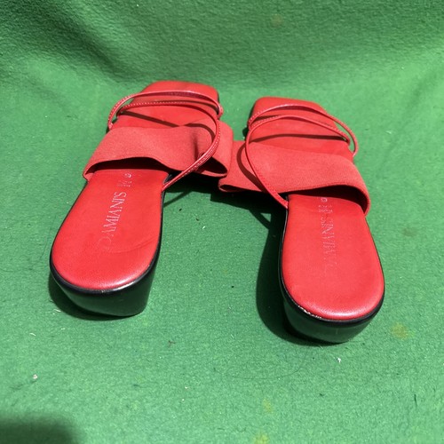 Damiani's Italian Made Sandals w Faux Cork Heel Size 6 - Picture 3 of 4